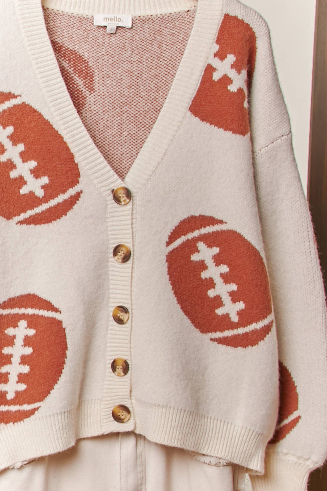 Cardigans - Football Button V Neck Knit Cardigans - - Cultured Cloths Apparel