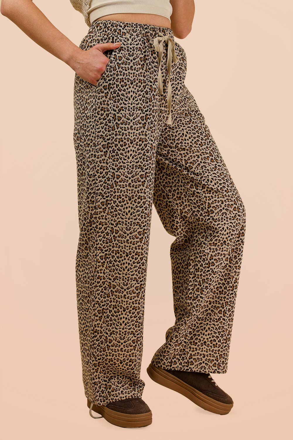 Pants - Leopard Linen Wide Leg Pants - - Cultured Cloths Apparel
