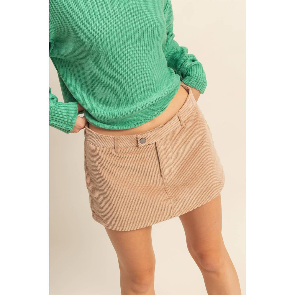 Women's Skirts - Flirty Corduroy Mid Waist Mini Skort - Small - Cultured Cloths Apparel