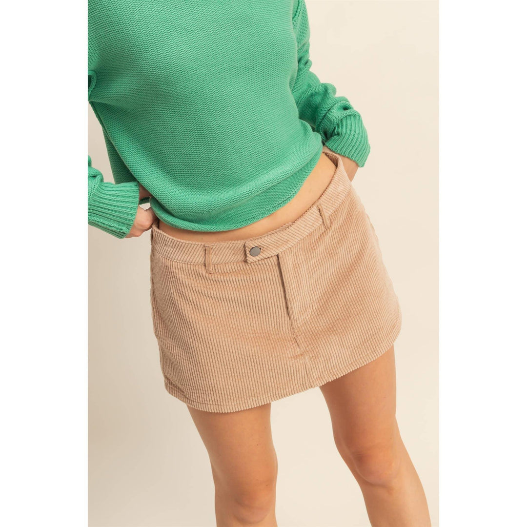 Women's Skirts - Flirty Corduroy Mid Waist Mini Skort - Small - Cultured Cloths Apparel