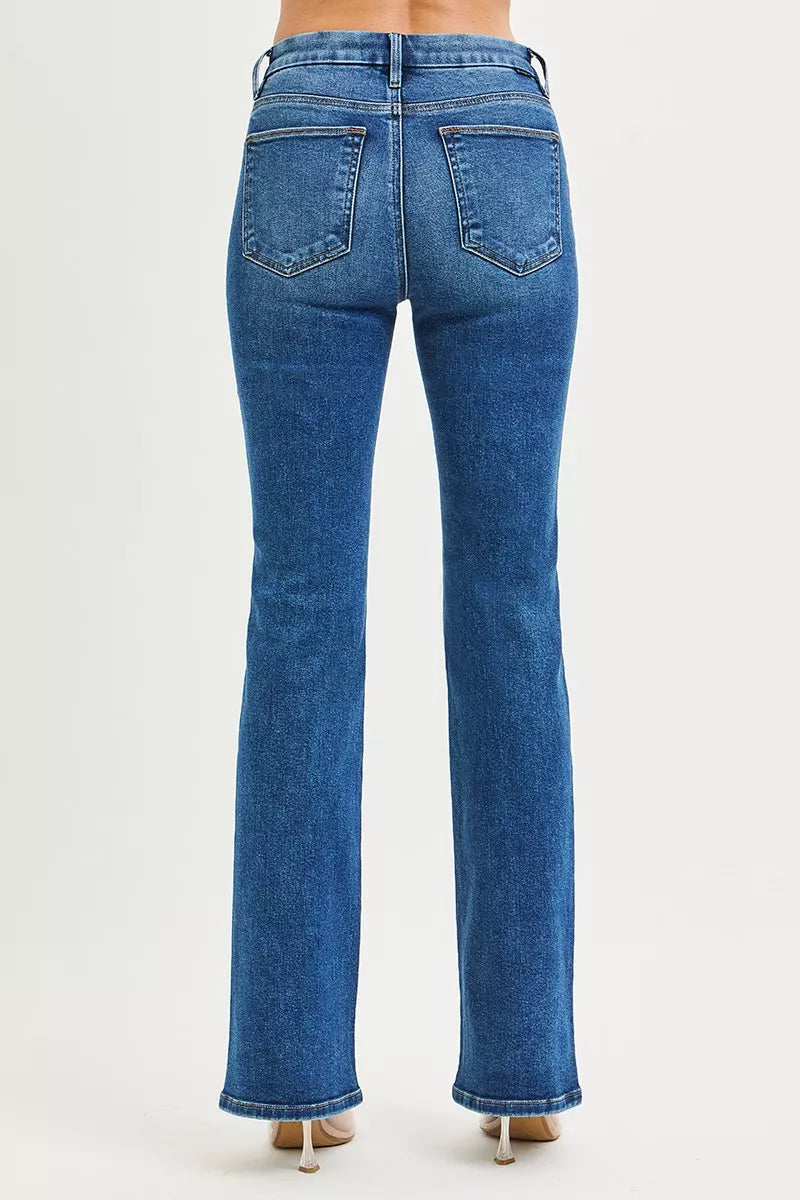 Denim - RISEN High Rise Bootcut Jeans With Distressed Details - - Cultured Cloths Apparel