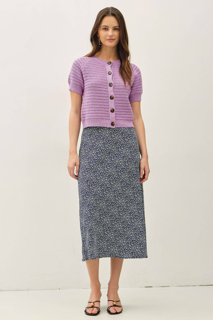 PRINT MIDI SKIRT WITH ELASTIC WAISTBAND