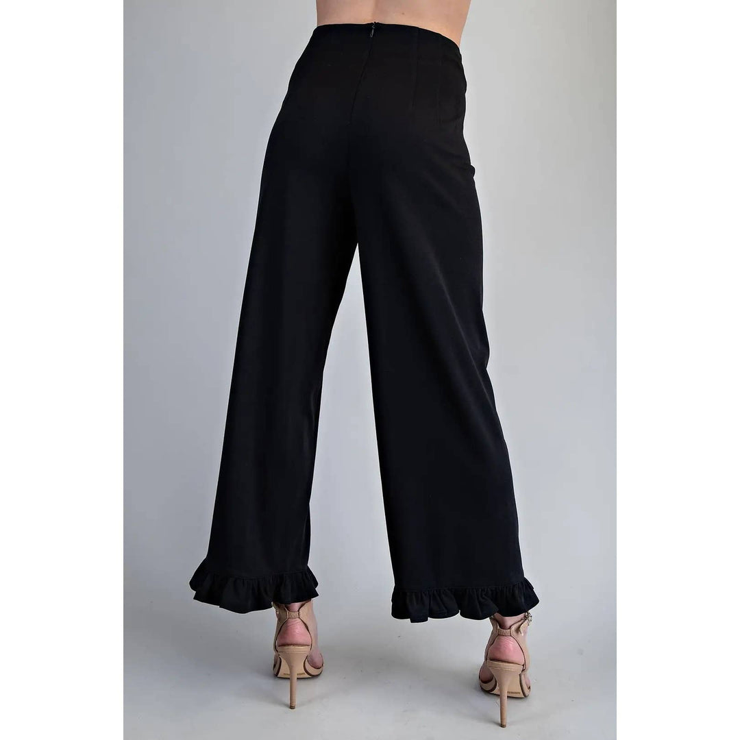 Pants - Straight Leg Ruffled Hem Pants - - Cultured Cloths Apparel