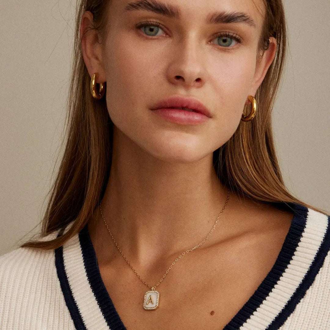 Accessories, Necklaces - Short Necklace | Initial Shell Charm - - Cultured Cloths Apparel