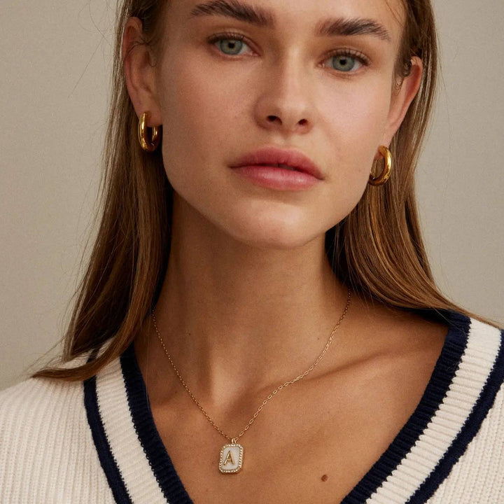 Accessories, Necklaces - Short Necklace | Initial Shell Charm - - Cultured Cloths Apparel