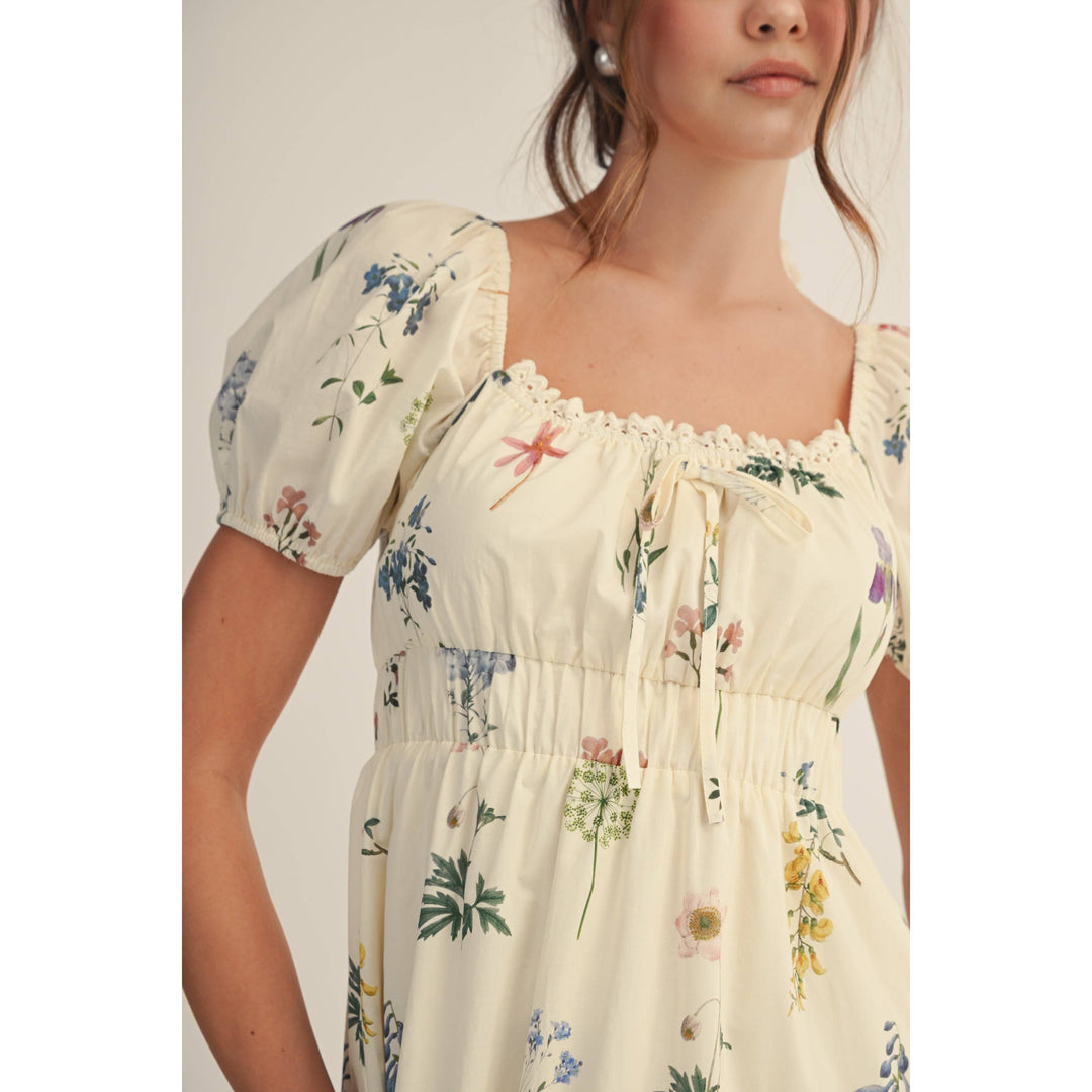 Dresses - Romantic Floral Puff Sleeve Maxi Dress - - Cultured Cloths Apparel