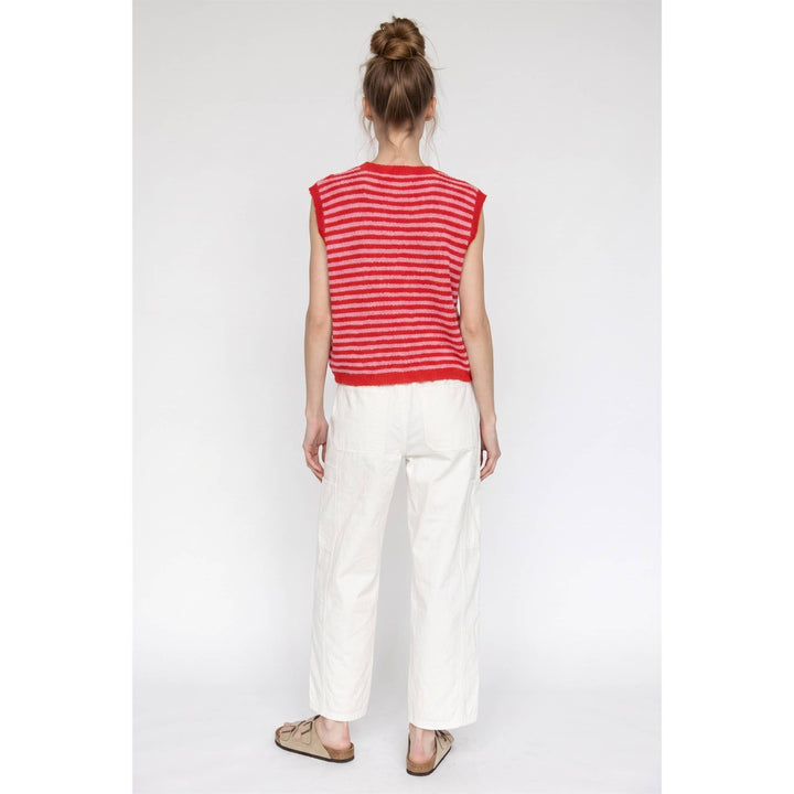Stripe henley sweater vest