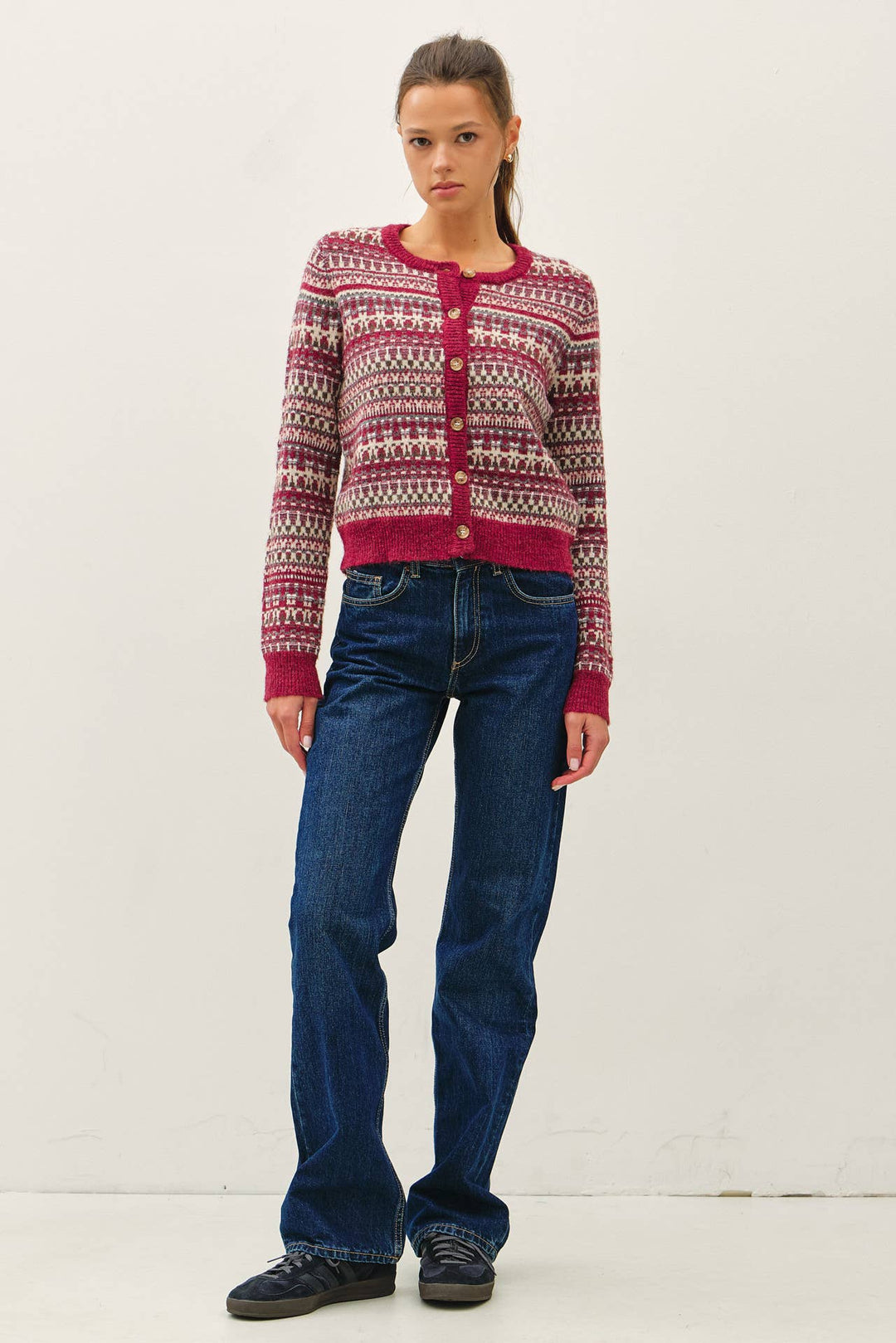 HERITAGE FAIR ISLE CROP CARDIGAN