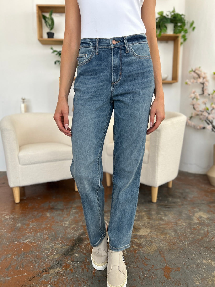 Denim - Judy Blue Full Size High Waist Straight Jeans - Medium - Cultured Cloths Apparel