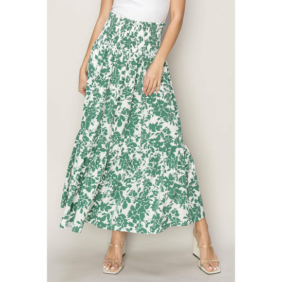 Women's Skirts - Floral Print Tiered Midi Skirt - Medium - Cultured Cloths Apparel