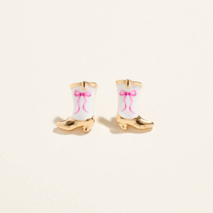 Western Enamel Cowgirl Boot Pattern Post Earrings