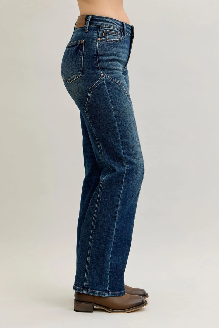 Denim - Judy Blue Full Size Seam Detail Straight Leg Jeans - - Cultured Cloths Apparel