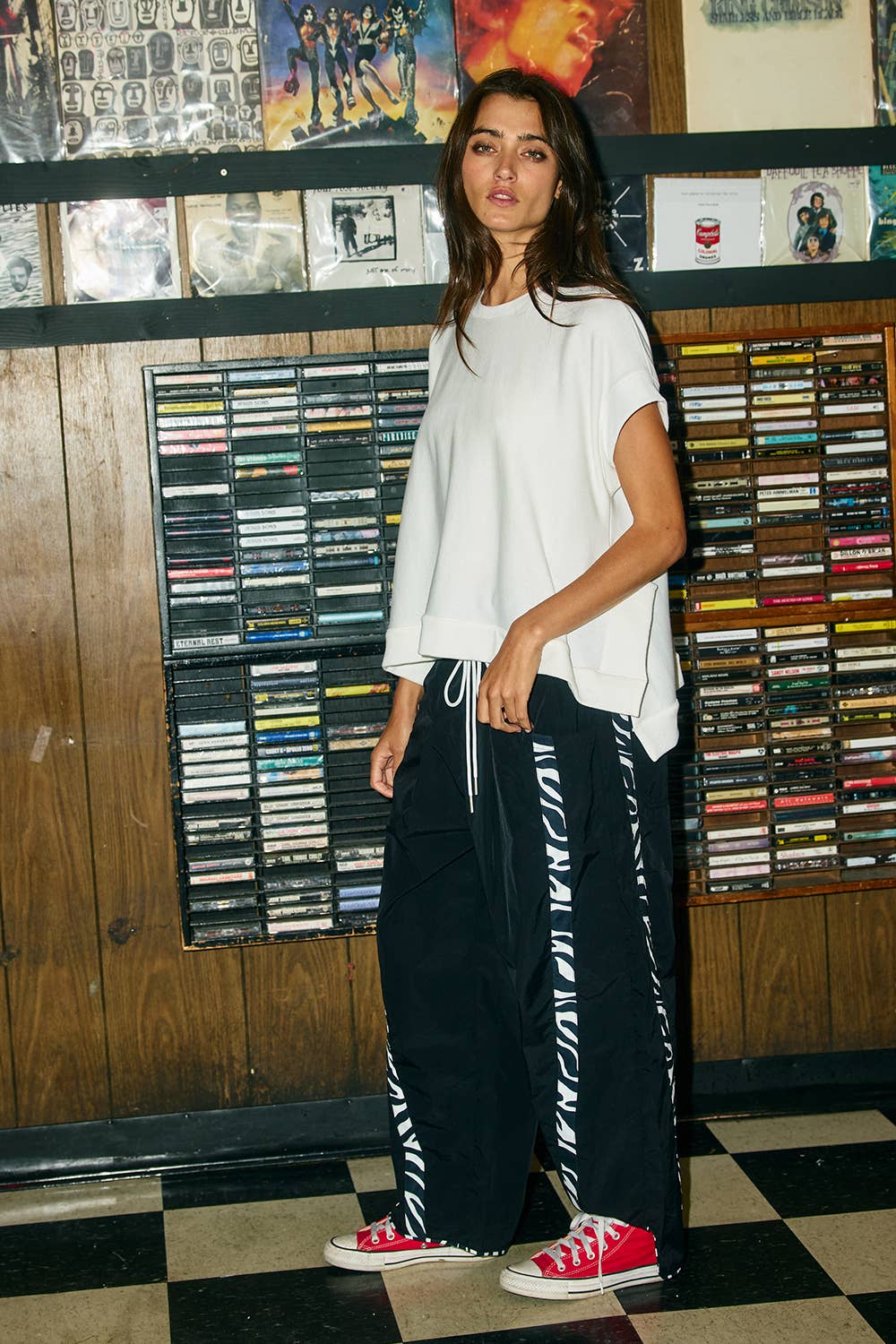 IP5540-ZEBRA | Zebra Side-Striped Wide-Leg Windbreaker Pants