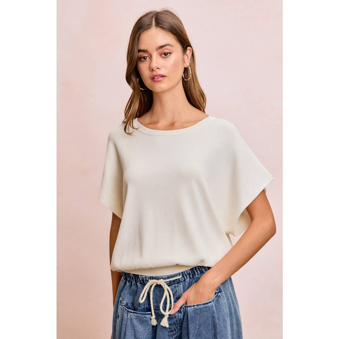Women's Short Sleeve - SHORT DOLMAN SLEEVES LIGHTWEIGHT SOFT KNIT TOP - - Cultured Cloths Apparel