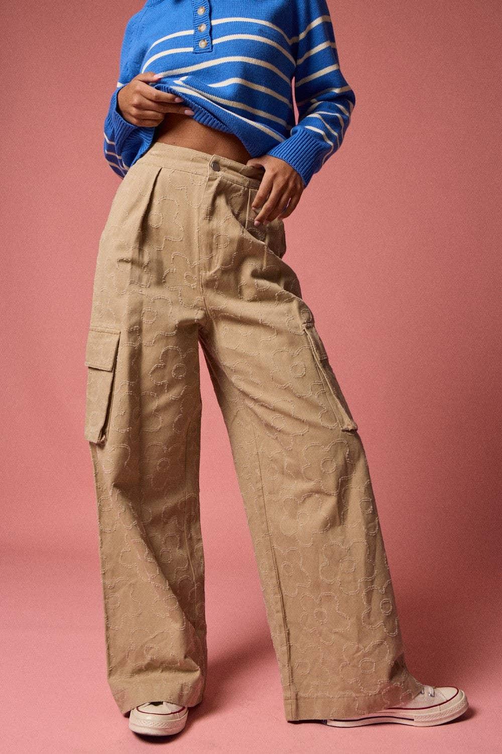 Women's Sweaters - Knit Henley Placket Striped Sweater Top - - Cultured Cloths Apparel