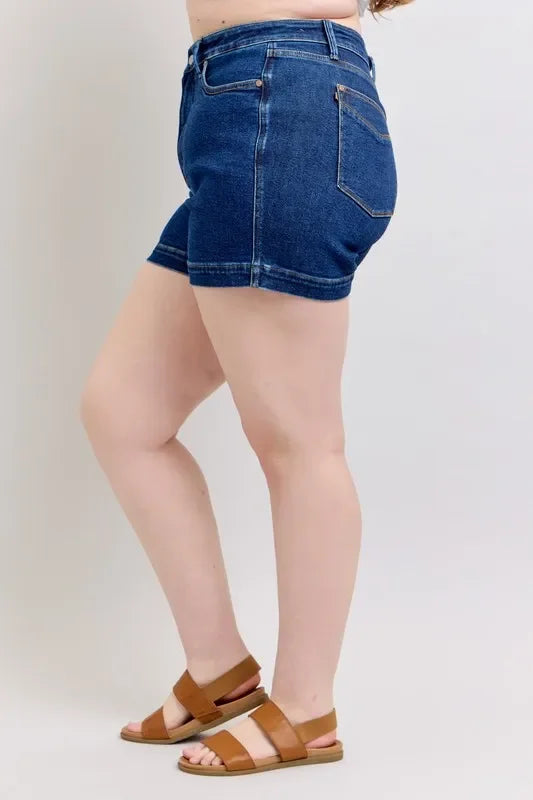 Women's Shorts - Judy Blue Full Size High Waist Tummy Control Denim Shorts - - Cultured Cloths Apparel
