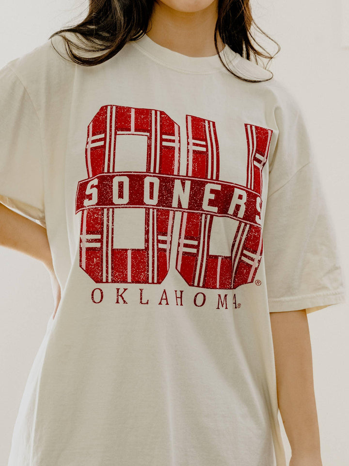 Graphic T-Shirts - OU Oklahoma Sooners Preppy Plaid Ivory Comfort Colors Tee - - Cultured Cloths Apparel