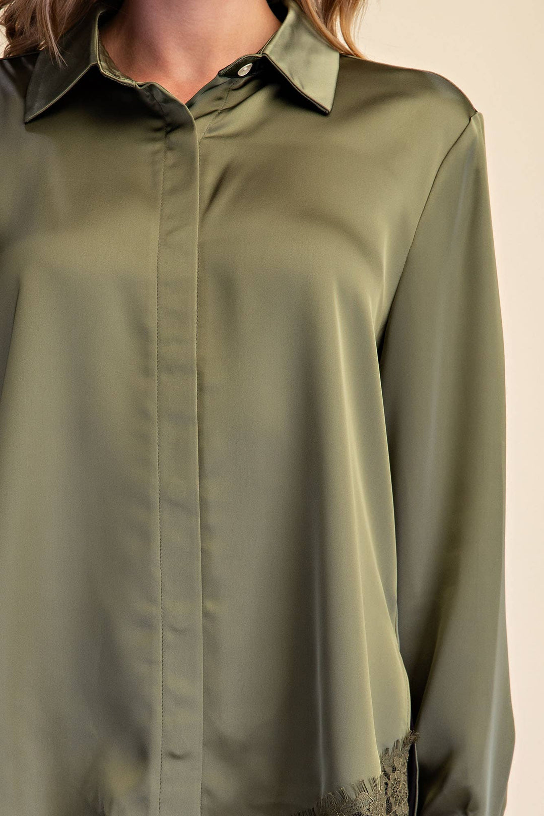 Lace Satin Effect Shirt