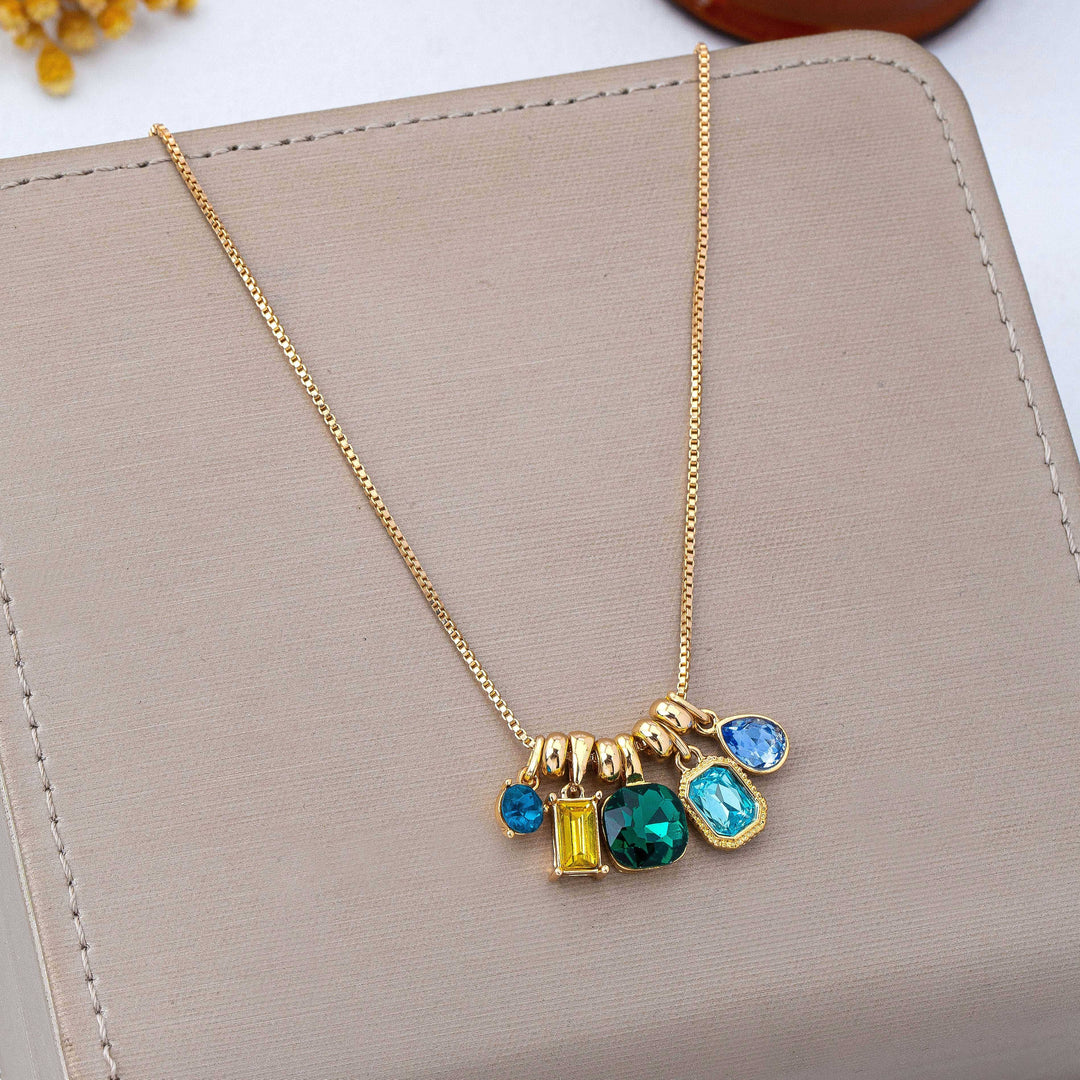 Accessories, Jewelry - Multicolor Crystal Cluster Charm Pendant Necklace | 80N93296 - - Cultured Cloths Apparel