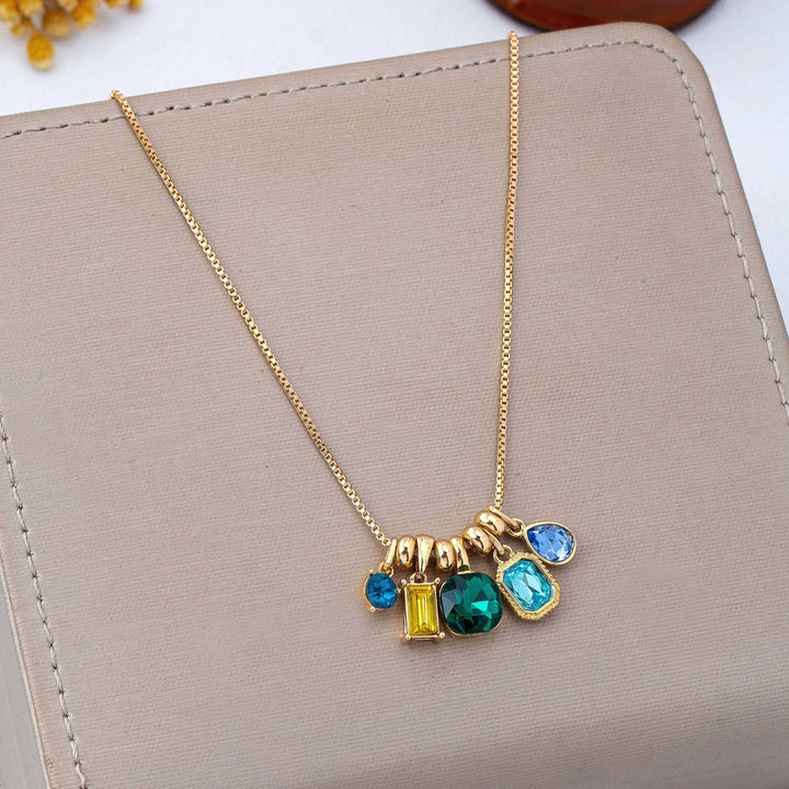 Accessories, Jewelry - Multicolor Crystal Cluster Charm Pendant Necklace | 80N93296 - - Cultured Cloths Apparel