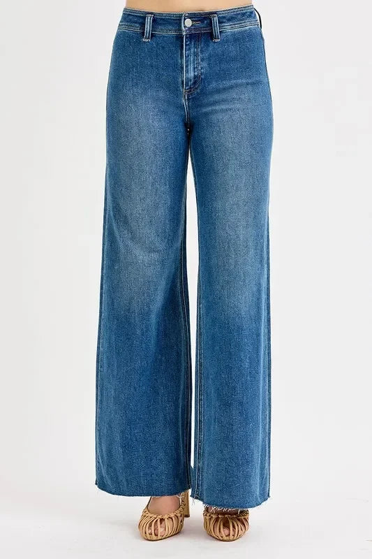 Denim - RISEN High-Waisted Wide Leg Jeans - - Cultured Cloths Apparel