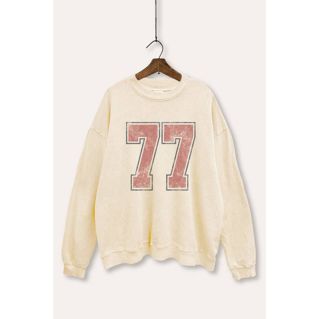 Number 77 Graphic Mineral Wash Sweatshirt