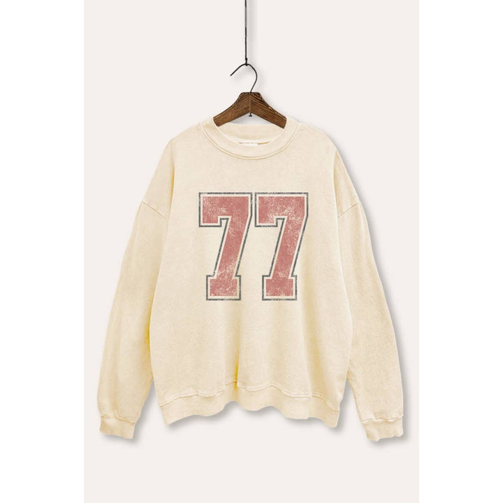 Number 77 Graphic Mineral Wash Sweatshirt
