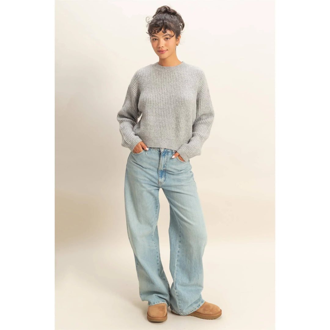 Women's Sweaters - Ribbed Crew Neck Sweater - - Cultured Cloths Apparel