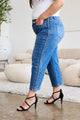 Denim - Judy Blue Full Size Braid Side Detail Wide Leg Jeans -  - Cultured Cloths Apparel