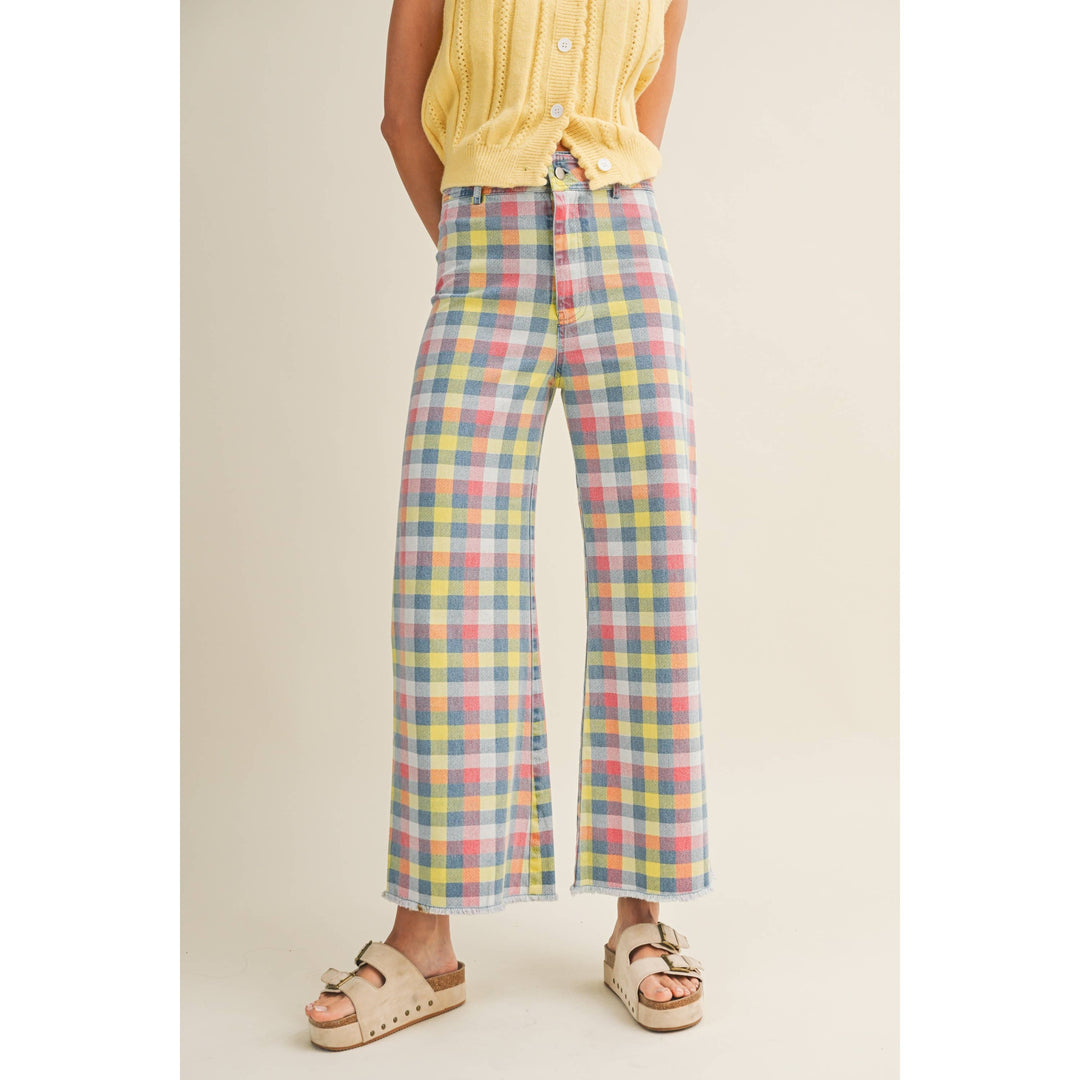 Pants - Daydream In The Meadow Wide Leg Checkered Trouser - Small - Cultured Cloths Apparel