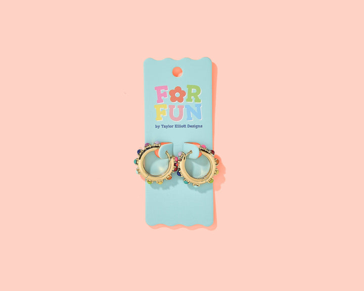 - FOR FUN - Huggie Earrings - Colorful Beads - Miley - - Cultured Cloths Apparel