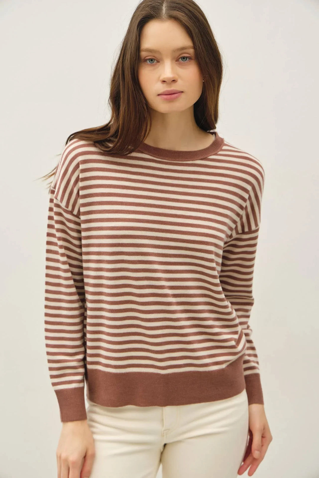 WOOL BLENDED STRIPED SWEATER TOP