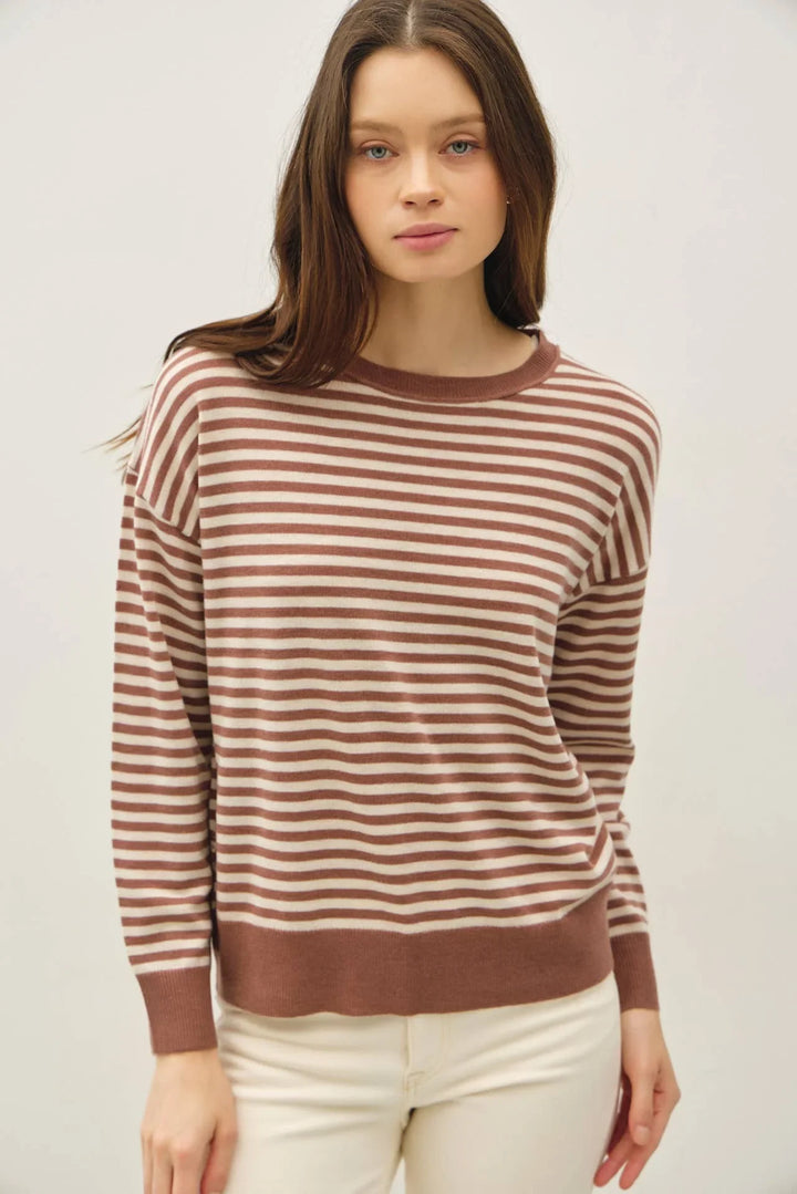 WOOL BLENDED STRIPED SWEATER TOP
