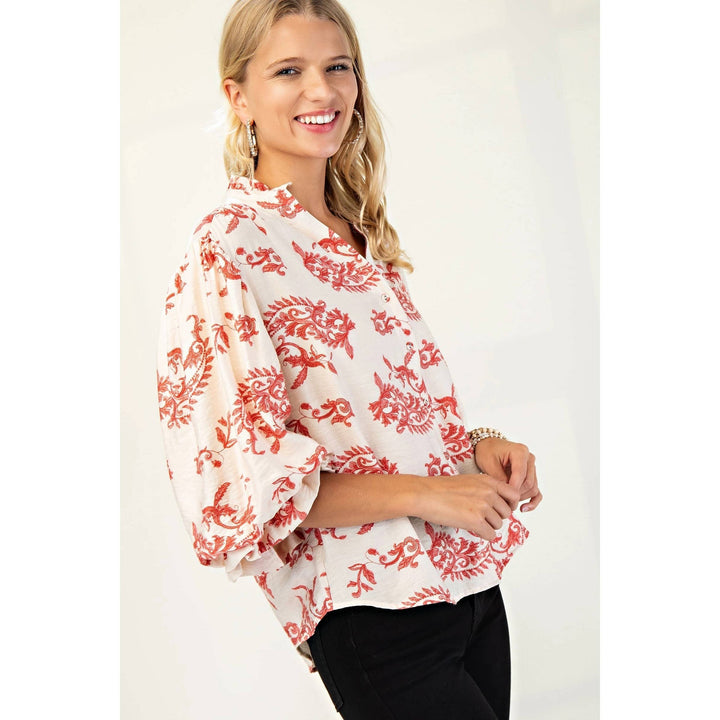 Women's 3/4 Sleeve - Balloon Sleeves Blouse - - Cultured Cloths Apparel