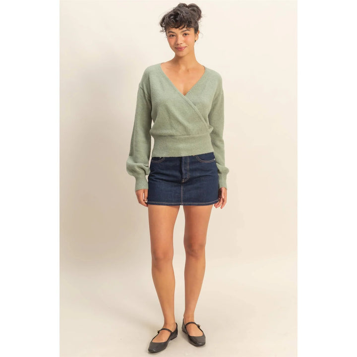 Women's Sweaters - Surplice V Neck Sweater - - Cultured Cloths Apparel