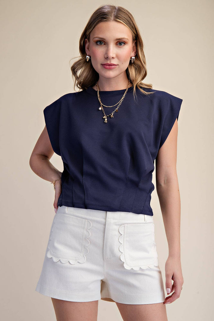 - Pleated Waist Minimalist Chic Modern Crop Top - - Cultured Cloths Apparel