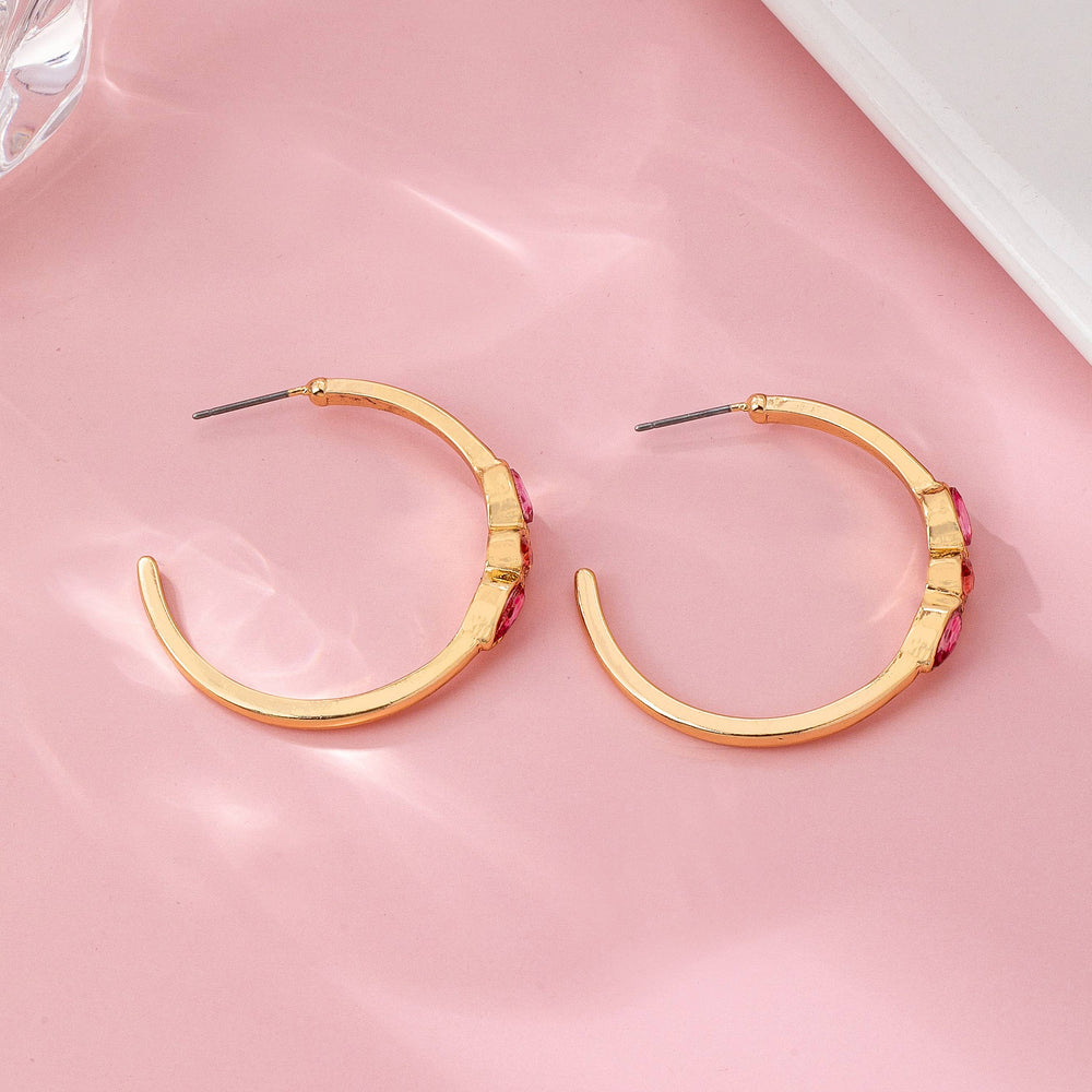 Accessories, Earrings - Fuchsia Marquise Crystal Hoop Earrings - - Cultured Cloths Apparel