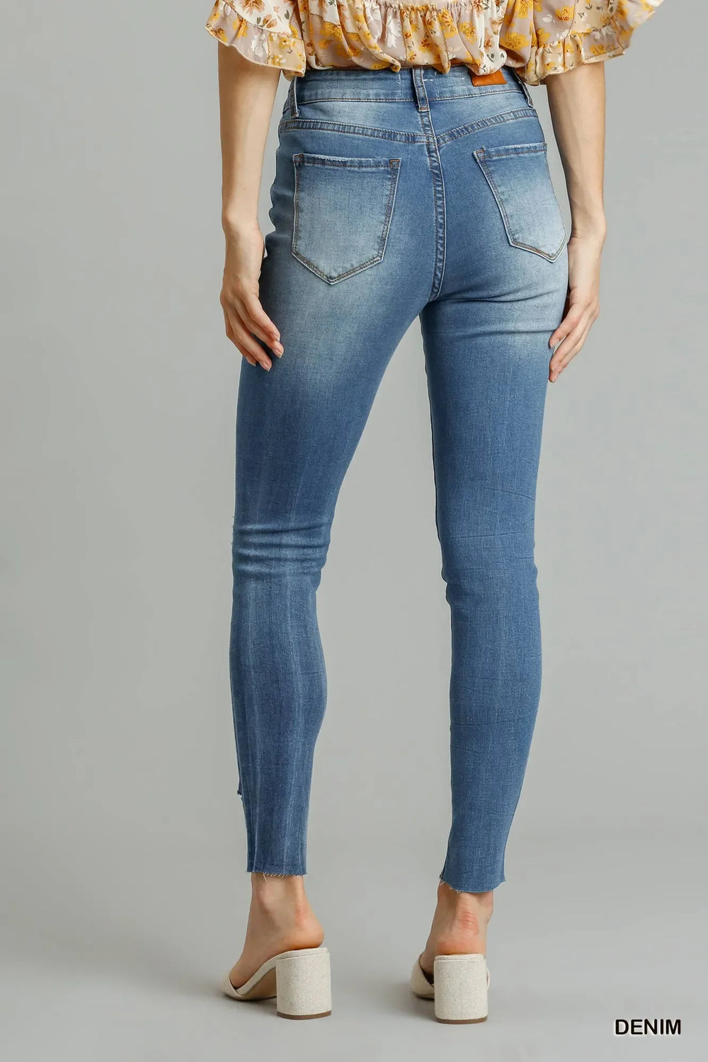 Denim - Umgee Distressed Skinny Jeans with Edge Detail - - Cultured Cloths Apparel