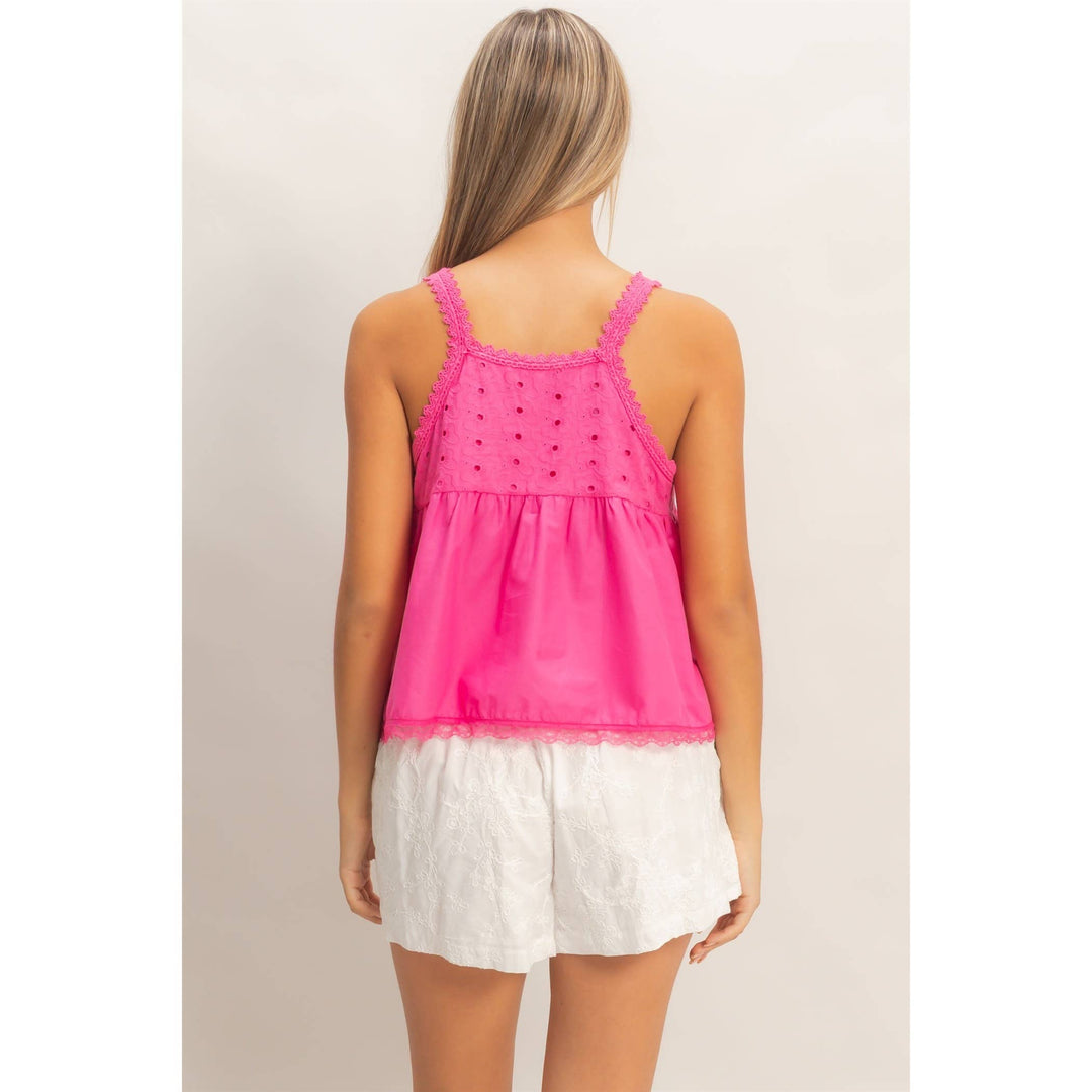 Scalloped Lace Trim Tank Top