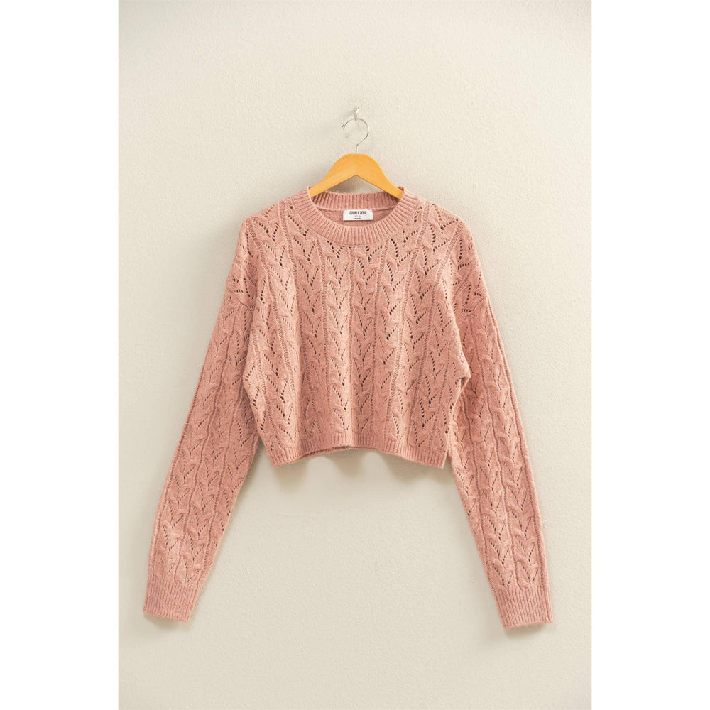 Women's Sweaters - Cropped Cable Knit Sweater - Small - Cultured Cloths Apparel
