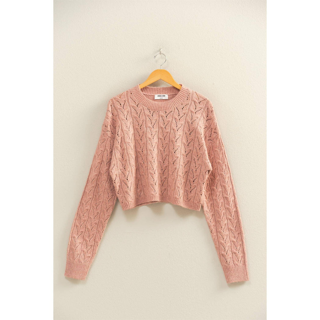 Women's Sweaters - Cropped Cable Knit Sweater - Small - Cultured Cloths Apparel