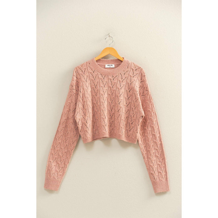 Women's Sweaters - Cropped Cable Knit Sweater - Small - Cultured Cloths Apparel
