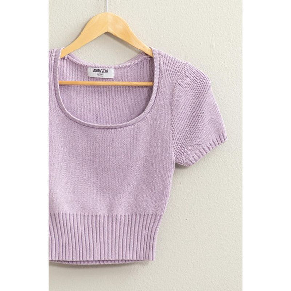 Women's Short Sleeve - Trendiest Babe Short Sleeve Sweater Top - Lavender - Cultured Cloths Apparel