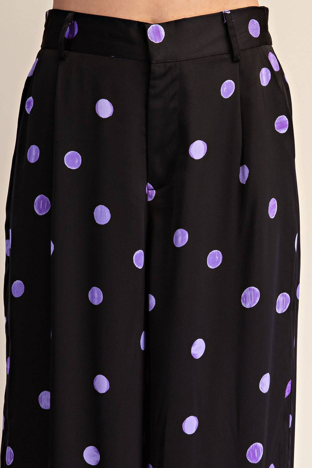 Tailored Wide Polka Dot High Waist Pants