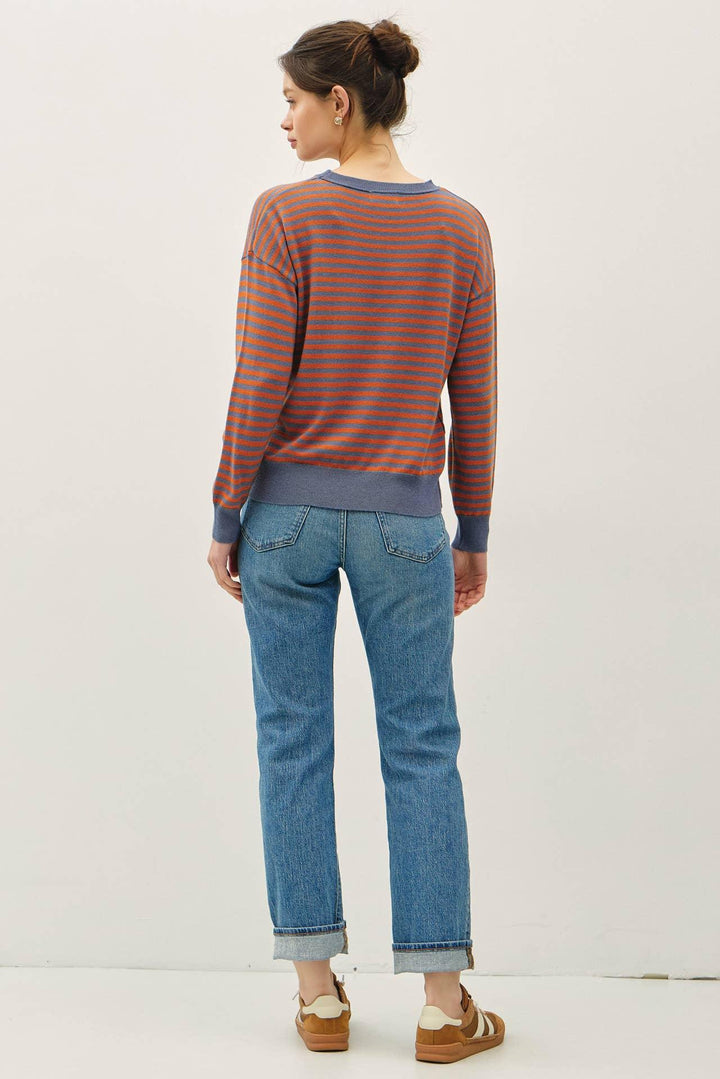 WOOL BLENDED STRIPED SWEATER TOP