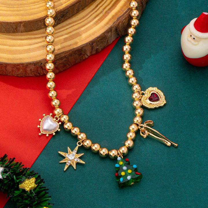 Accessories, Necklaces - Beaded Christmas Tree Holiday Charm Necklace | 80N93330 - - Cultured Cloths Apparel