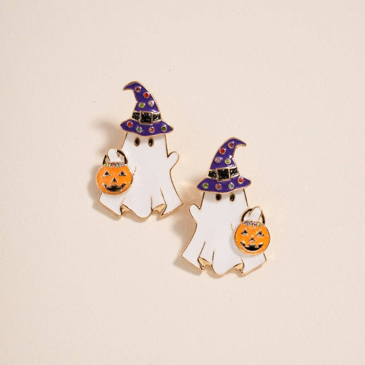 Accessories, Earrings - Ghost Witch Hat Post Earrings Jewelry Halloween - - Cultured Cloths Apparel