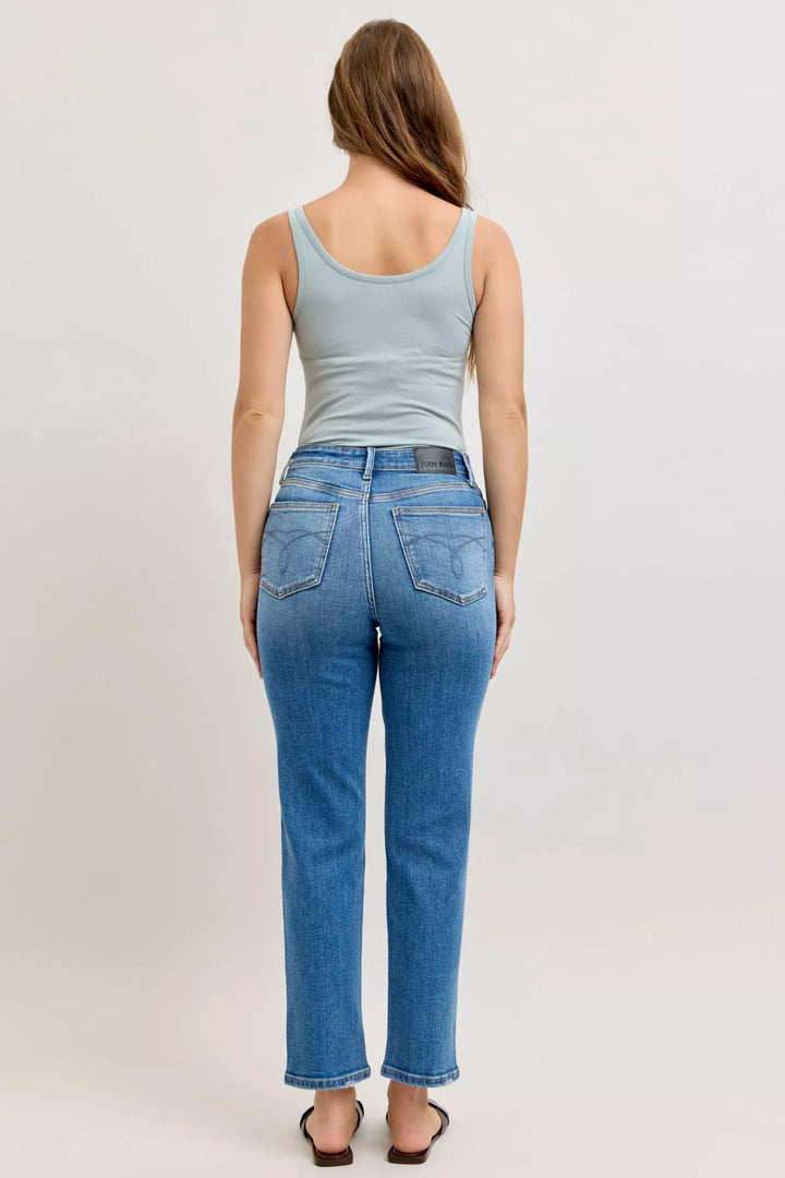 Denim - Judy Blue High-Waisted Straight-Leg Jeans - - Cultured Cloths Apparel