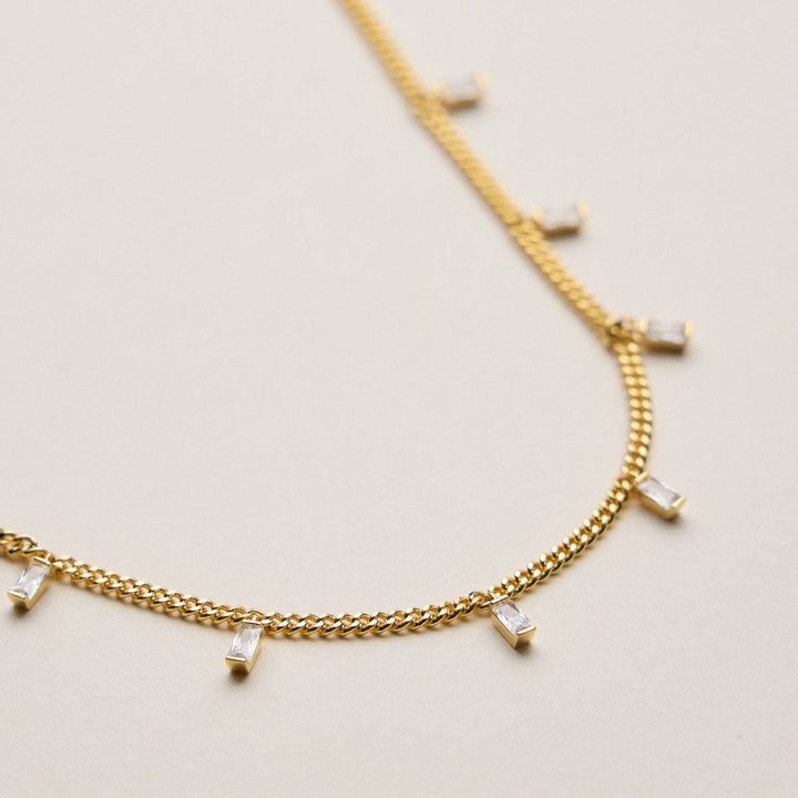Accessories, Necklaces - Gold Dipped Baguette Crystal Charm | Necklace - ONE - Cultured Cloths Apparel