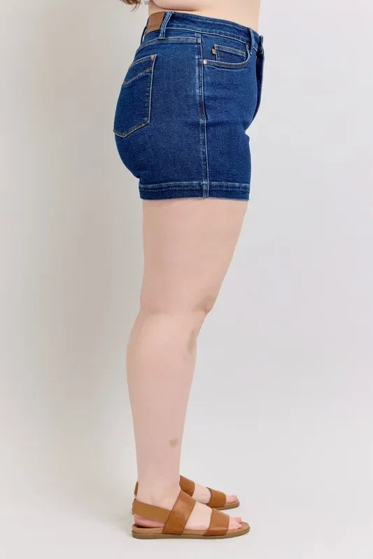 Women's Shorts - Judy Blue Full Size High Waist Tummy Control Denim Shorts - - Cultured Cloths Apparel